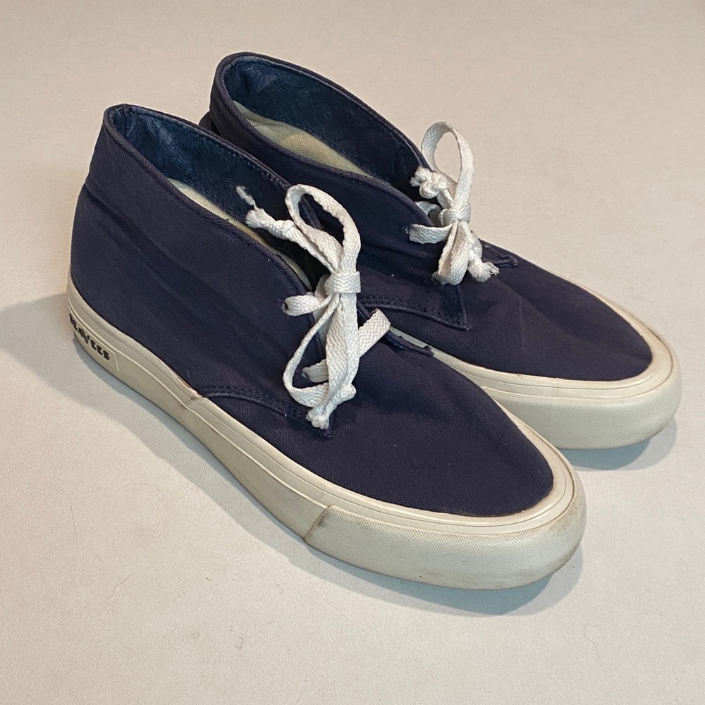 SEAVEES MASLON DESERT BOOTS CANVAS NAVY BLUE LOW WOMENS SZ 7